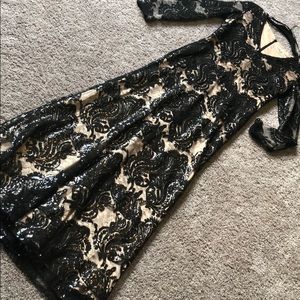 Black lace evening down